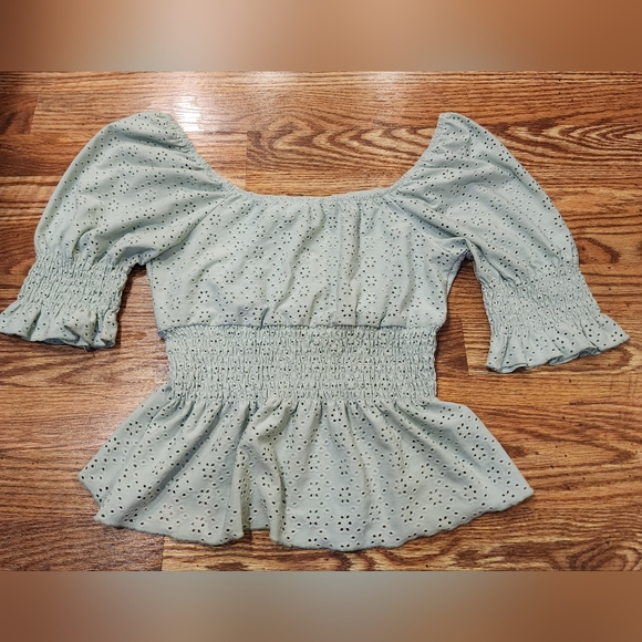 Urban Romantics Lacy Boho Peplum Babydoll Summer Top Womens Size S - Picture 7 of 10